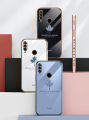 For Huawei Honor 9X Cover + Wrist Strap Fashion Shiny Maple leaf Plating Square Bumper Phone Case Soft TPU Silicone Shockproof Protective Back Cover. 