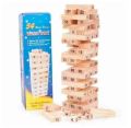 Number Jenga Wooden Stacking Game for Kids & Adults Blocks 54 Pieces with Dice. 