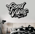 Good Vibes V5 Quote Wall Decal Sticker Bedroom Room Art Vinyl Inspirational Motivational Kids Teen Baby Nursery Playroom School Happy Positive | Wall Stickers For Living Room Big Size 3d For Boys And Girls | Wall Stickers For Living Room Quotes. 