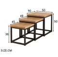 Nesting Table Set 3 Pieces Rod iron Base Cherry Tree Furniture. 