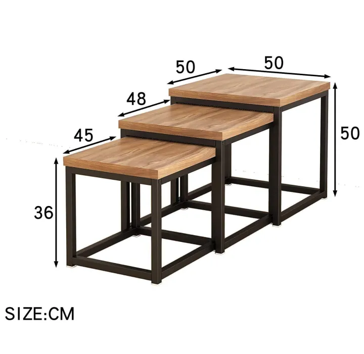 Nesting%20Table%20Set%203%20Pieces%20Rod%20iron%20Base%20Cherry%20Tree%20Furniture%20-%20Image%202