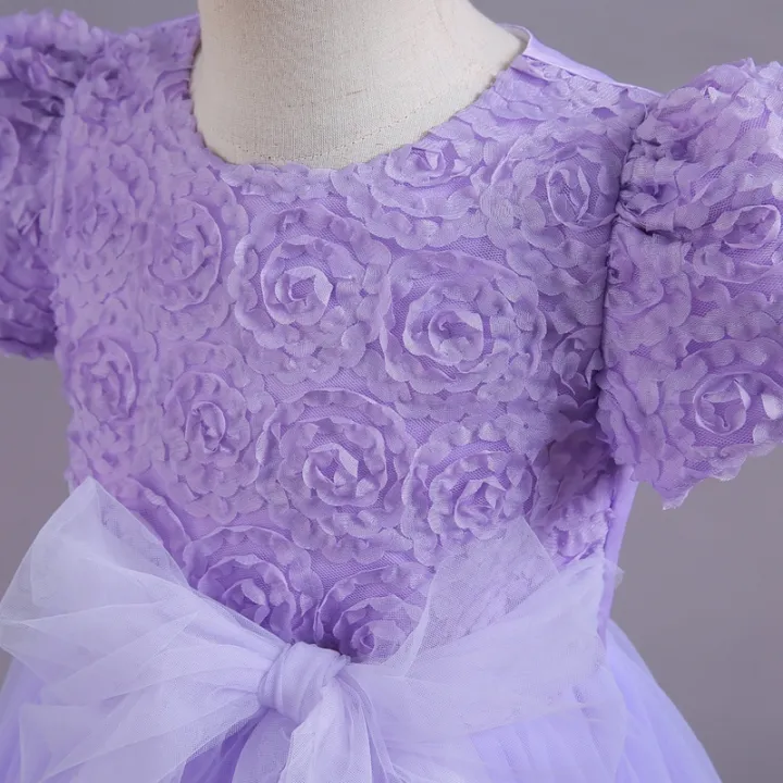 Kids%20Girl%E2%80%99s%20Tulle%20Dress,%20Short%20Sleeve%20Crew%20Neck%20Flower%20Bowknot%20Patchwork%20Dress%20for%20Party%20Stage%20Show%20-%20Image%205