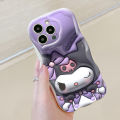 Hontinga for Xiaomi Poco M6 Pro Back Cover 3D Kuromi Melody Print Cream Texture Phone Case Wavy Edge Soft Silicone Cover. 