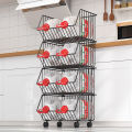 Vegetable Rack Fruit Rack Vegetable Storage Organizer Bin 4 Tier Metal Wire Basket for Kitchen Rotating Trolley Portable for Onion Cutlery, Spice,Jars Container Removable Basket. 