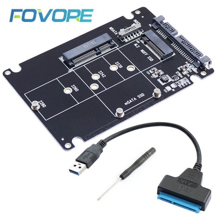 M.2 NGFF or MSATA to SATA 3.0 Adapter USB 3.0 to 2.5 SATA Hard Disk 2 in 1 Converter Reader Card with Cable for PC Laptop