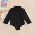 Infant Baby Spring Romper, Solid Color Long Sleeve Turtleneck High Stretch Jumpsuit for Boys Girls. 