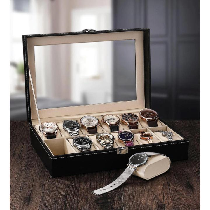 PU Leather Watch Display Case Storage Box Organizer Storage Box for Watches Display Organizer