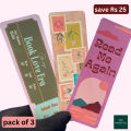 Pack of 3 Round Corners Pinterest Style Bookmarks for Book Readers - Size - 6x2 Inches. 