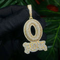2025 Iced Out Letter Charm Letter O Block Pendant Necklace Bling Cubic Zirconia Punk Styles Hip Hop Men Boy Rope Chain Jewelry. 