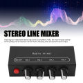 Stereo Line Mixer Aluminum Alloy Casing DC5-12V 3.5mm Input Output Port Sound Mixer Super Low Noise for Instrument. 