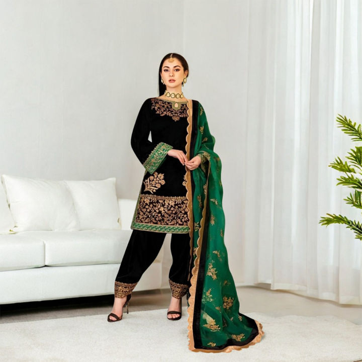 slim fit dress slacks Dark Green Color Wedding Wear Silk Semi Stitched Embroidery Anarkali G –  fashionnaari