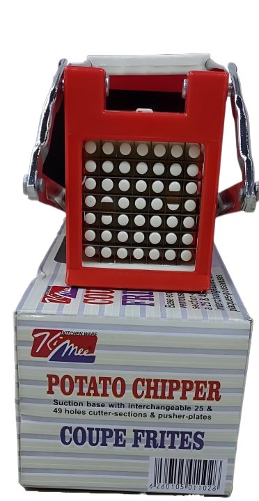 Kimee Potato Chipper Suction Base With Interchangeable 25 & 49 Holes Cutter Section & Pusher - Plates Coupe Frites