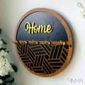 Personalized Name Wooden Key Holder & Jewelry Orgainzer, Round Middle Eastern Design Wooden Key Hanger, Black & Gold Jewelry Organizer, Home Decor Wall Art, Personalised Wall & Home Decoration. 