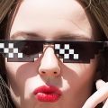 Mosaic Sunglasses Trick Toy Glasses Funny Pixel Glasses For Women And Men--black. 