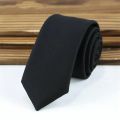 Black Unisex Ties Retro Silky Narrow Neck Tie Slim. 