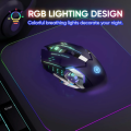Rechargeable Gaming Mouse 6 Button RGB Lights Mouse - Wired & Wireless Rechargeable Gaming Mouse With 7 Breathing RGB Lights - 2 Side Button & DPI Button - For Professional Gaming On PC / Laptop - White & Black. 
