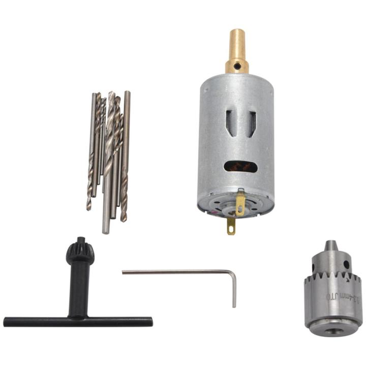 NANLIY- Dc 12V Motor Small Hand Drill Drilling Machine Compact Set With 10Pc 0.5-3Mm Drill Bit 0.3-4Mm Jto Keyless Chuck