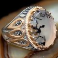 2023 New Handmade Turkish Ring For Men Vintage Eagle Pattern Black Zircon Rings Punk Trendy Islamic Religious Muslim Jewelry. 