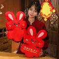 Rabbit Plush Pendant Blessing Word 2023 Bunny Year Cartoon Plush Doll Key Ring Pendant. 