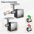 Electric Meat Grinder, 5 in 1 Multifunctional Meat Mincer Pro  Sausage Stuffer Maker 1800W Max) Food Grinder with Blade & 3 Plates, Sausage Stuffer Tubes & Kubbe Kit, Stainless Steel Heavy Duty Meat Mincer Machine Electric Meat Grinder for Home Kitchen, |. 