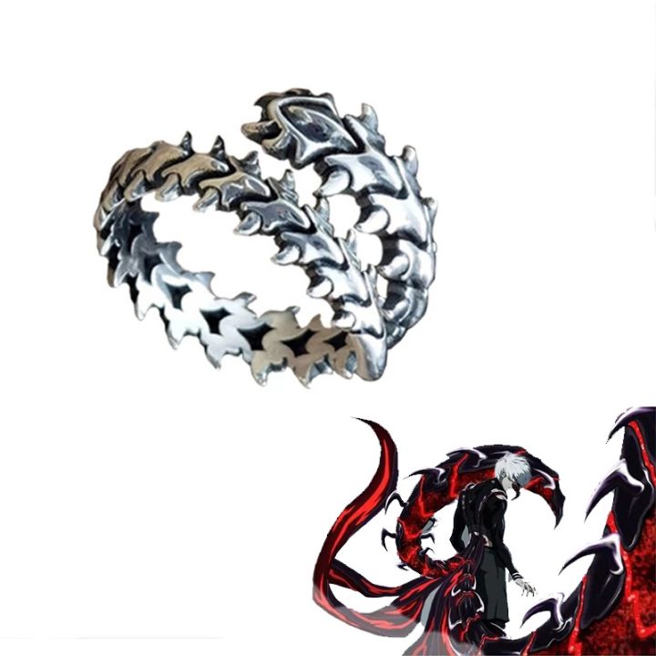 Anime Tokyo Ghoul Ring Kaneki Ken Metal Centipede Rings Unisex Adjustable Fashion Halloween Cosplay Accessories Gift