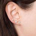 3Pairs Yellow Gold Polished 7Stones Screw Earrings/Eartops for Women available in three different sizes. 