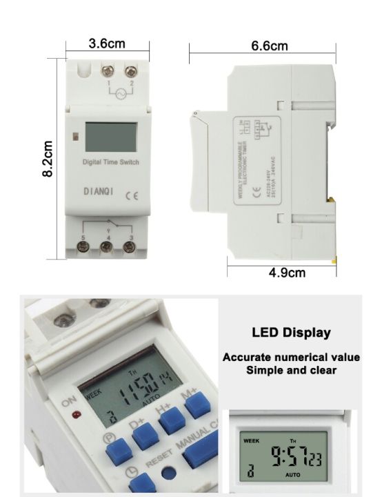 Digital Timer Switch Din rail DB board digital Weekly Timer 7 days Monthly Yearly Programmable Timer 30A 220V AC Multifunction Time Relay