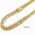 2023 New 18k Gold Plated Thick Cuban Chain Necklace Sparkling Diamond Miami Chain Link Necklace Men. 