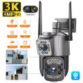 Dual Lens CCTV 4MP Wifi Camera Dual Screen Outdoor Camera 4X Digital Zoom IP Camera Outdoor Ai Auto Tracking Night Vision Surveillance Monitor D400. 