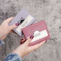 【High-quality】 New Fashion Small Short Wallet Foldable Cute Mini Wallets Cat Shaped Buckle Personality Women Purses.