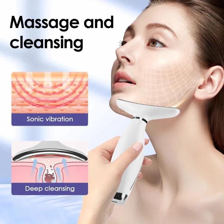 7 Color LED Face and Neck Massager – USB Rechargeable , 7 Intensity ...