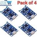 4PCS TP4056 Lithium Battery 18650 Charger Module 1A With Battery Protection BMS. 