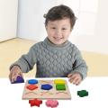 GYBBER&MUMU Wooden Preschool Colorful Shape Puzzle. 
