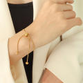 Adjustable Bracelet for Women Gold Color Stainless Steel Round Bead Snake Chain Hand Link High Quality Jewelry Wholesale. 