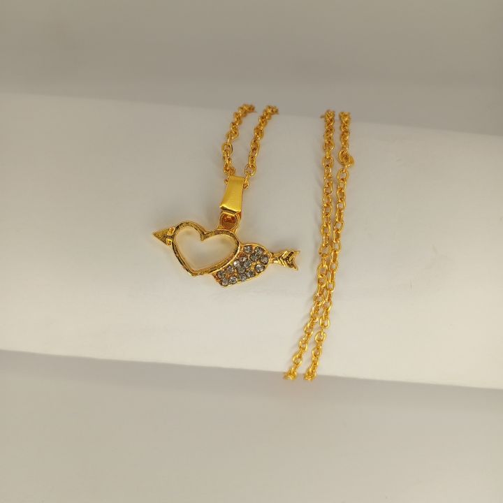 Gold Plated double Dil Locket With Chain with Heart Pendant Necklace for Ladies & Girl