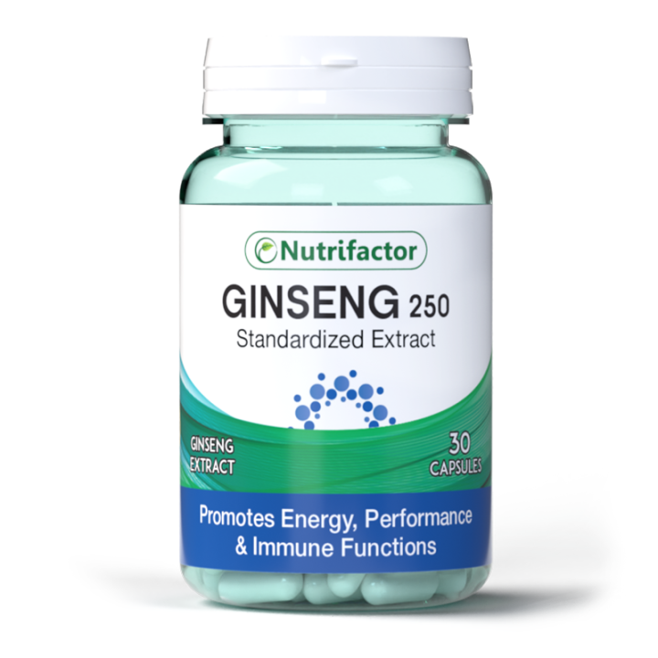 Nutrifactor Ginseng 250mg – Panax Ginseng Capsules | Energy Booster for Men & Women | Stamina Increase, Immunity & Stress Relief Supplement | 30 Capsules