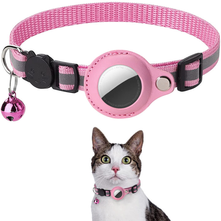 Pet GPS Accessories Anti-Lost Cat Collar Apple Airtag Tracker Protective Case With Bell Reflective Cat Necklace Kitten tool