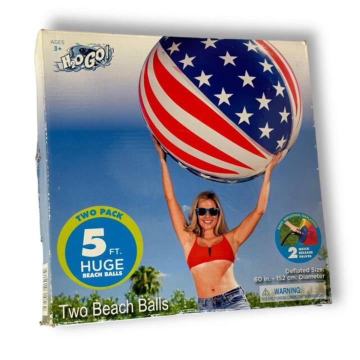 Beach Ball For Kids, Beach Ball, Kids Swimming Ball, Beach Ball, Swimming Essentials, Beach Toys HUGE 60" Inflatable Beach Balls 5ft H2o Go American Flag USA