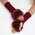 Plush Women gloves Elasticity Knitted Furry Half fingers mittens Fashion gloves for Outdoor Girls Women. 