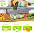 Vegetable Chopper cutter Slicer Multifunctional 14 in 1 Food Choppers Onion Chopper Vegetable Slicer Cutter Dicer Veggie Chopper with 8 Blades, Colander Basket, Container for Salad Potato Carrot Garlic. 