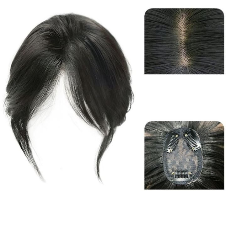 Side Fringe 3D Middle Part Bangs Natural Invisible Hairpieces with Toupee Top Hair Bangs Full Cover Hair Extensions Fake Bangs Women