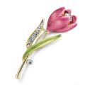 Korean version of European and American fashion temperament drip tulip design unique flower diamond brooch. 