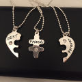 3Pcs Women's Best Friends Forever Heart Shape Jewelry Friendship Necklace Set. 