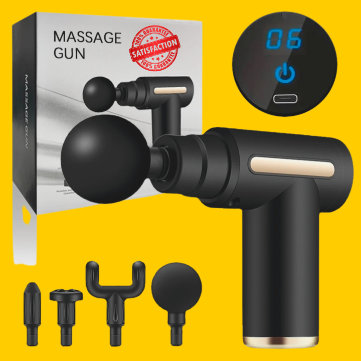 Massage Gun 5 in 1 Multifunctional Electric Full Body Massage Equipment Set for Deep Tissue Relief & Full Body Relaxation 6 Speeds with 4 Massage Heads Pysiotherapy Massager Gun