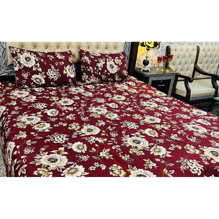 New Design-High Quality Cotton Crystal Bed Sheet -  Red colur