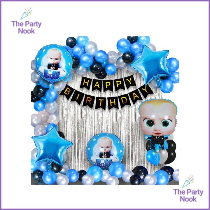 The Party Nook Presents Cartoon Birthday Theme Decorations Spiderman Baby Shark Theme Boss Baby Birthday Decoration 1st Birthday