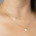 Simple Double-deck Gold Wafer Pendant Necklace Charming Women's Collarbone Chain Choker Necklace Female Party Jewelry Girl Gifts. 