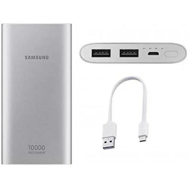 Samsung 10000mAh Fast Charging Power Bank with Type C Cable Dual Port Silver