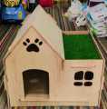 wooden cat house, winter imported cat bed house cat shelter plywood hide house for cats, rabbits, small dogs with out carpet. 