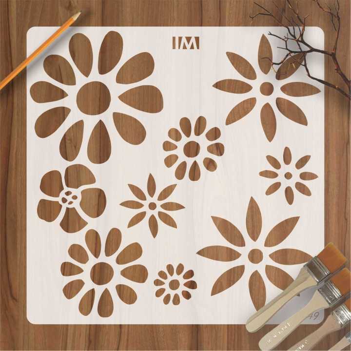 Flowers Reusable Stencil For wall Painting Art DIY Home Decor,  Album Crafts & Canvas